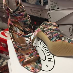 Multicolor Steve Madden strap heel